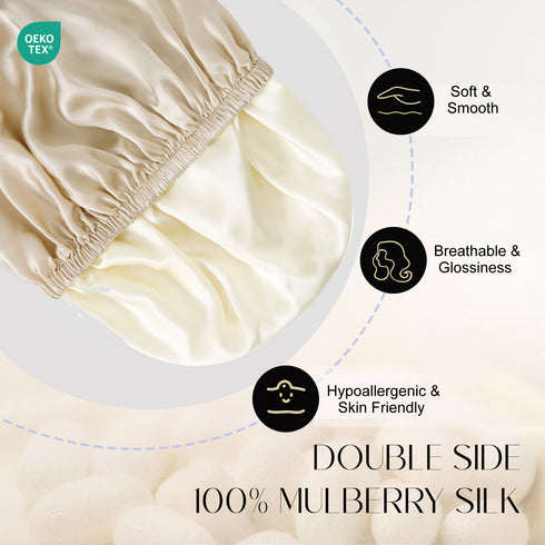 Double Layered 100% Silk Adjustable Sleep Cap